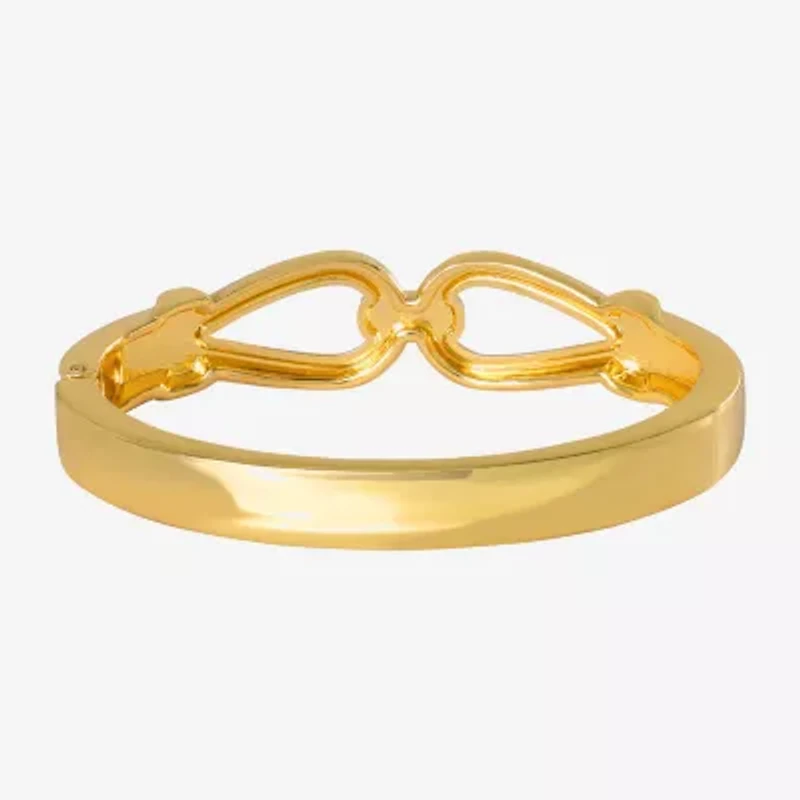 JS Jessica Simpson Gold Tone Hinged Link Womens Glass Bangle Bracelet