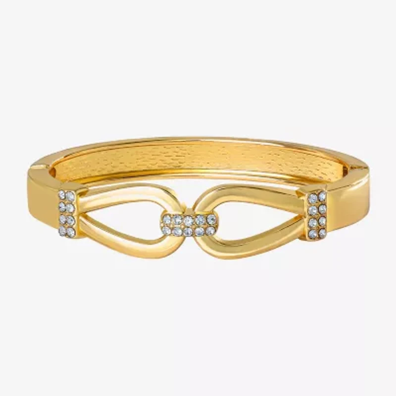 JS Jessica Simpson Gold Tone Hinged Link Womens Glass Bangle Bracelet