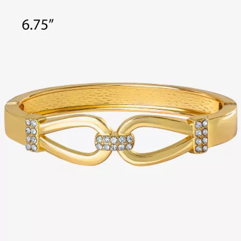 JS Jessica Simpson Gold Tone Hinged Link Womens Glass Bangle Bracelet