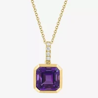 Effy Final Call Limited Quantities! Genuine Purple Cushion Amethyst and Diamond Accent 18 Inch Pendant Necklace in 14K Gold