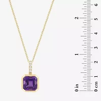 Effy Final Call Limited Quantities! Genuine Purple Cushion Amethyst and Diamond Accent 18 Inch Pendant Necklace in 14K Gold