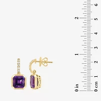Effy Final Call Limited Quantities! Genuine Purple Cushion Amethyst and 1/5 CT.TW. Diamond  Drop Earrings in 14K Gold