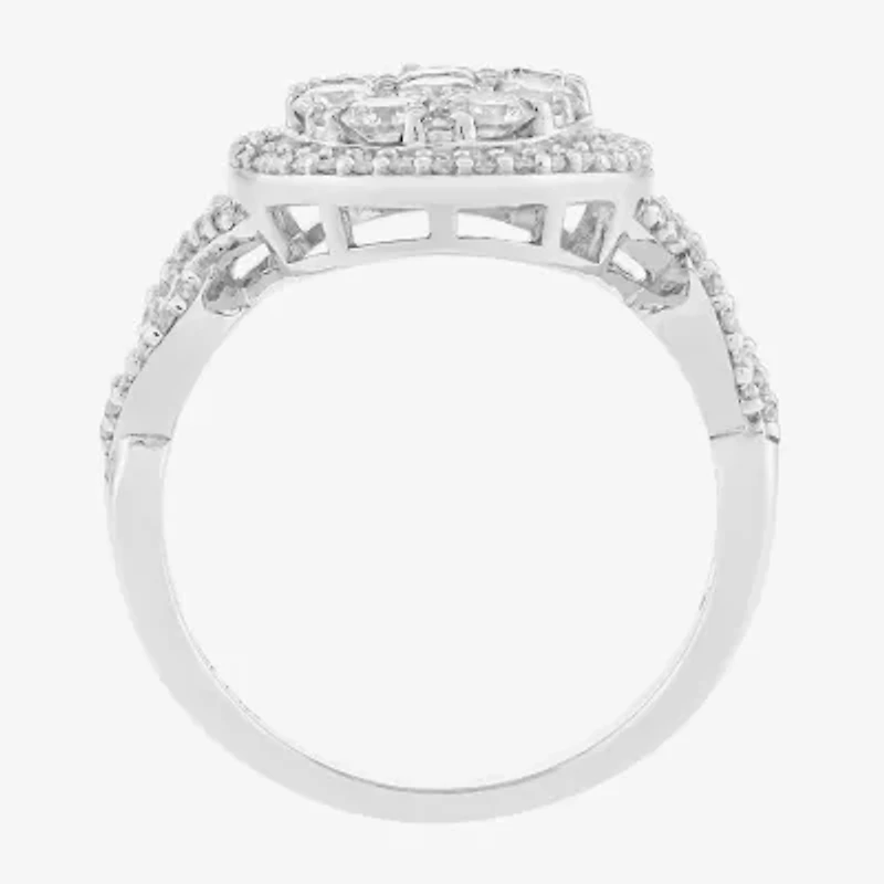 Limited Quantities! Womens 1 1/4 CT. T.W. Natural White Diamond 10K White Gold Oval Cocktail Ring