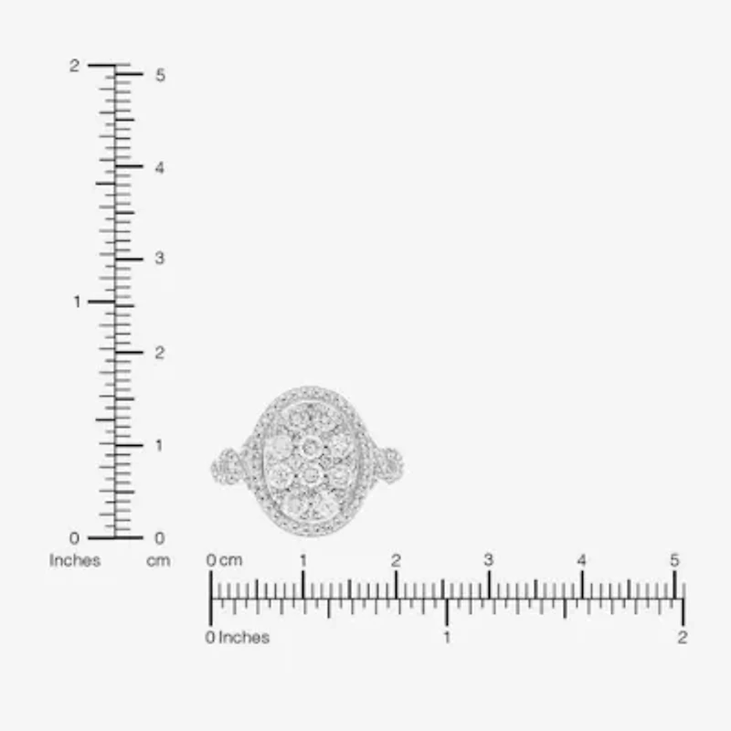 Limited Quantities! Womens 1 1/4 CT. T.W. Natural White Diamond 10K White Gold Oval Cocktail Ring