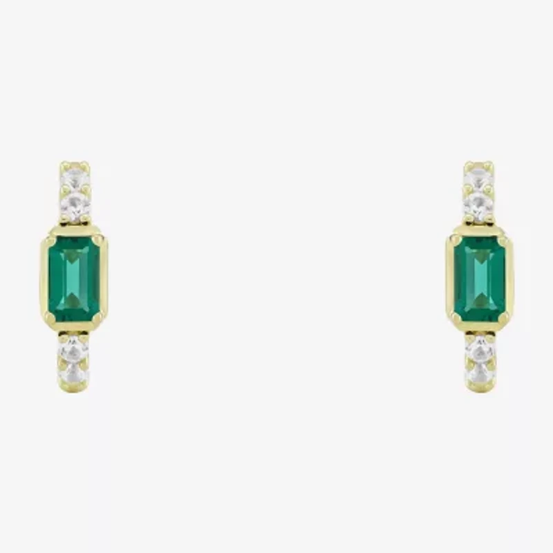 Womens Gemstone 14K Vermeil 14mm Hoop Earrings