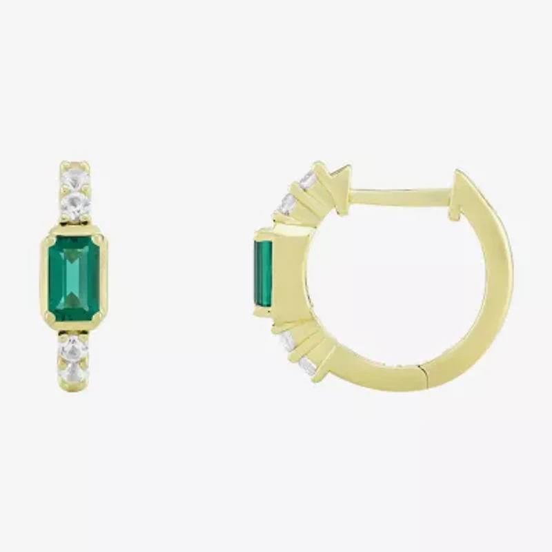 Womens Gemstone 14K Vermeil 14mm Hoop Earrings