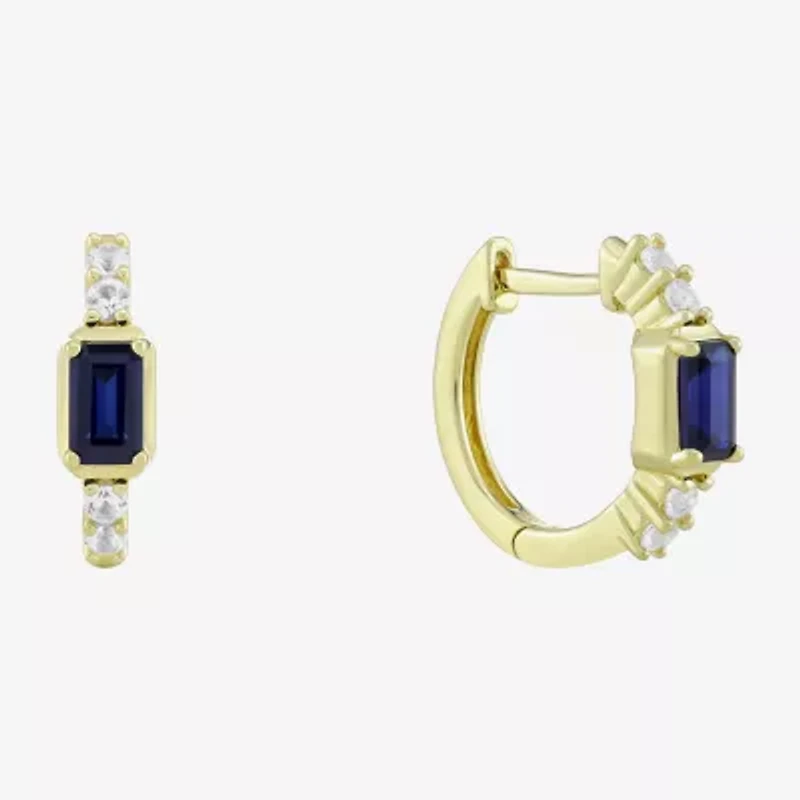 Womens Gemstone 14K Vermeil 14mm Hoop Earrings