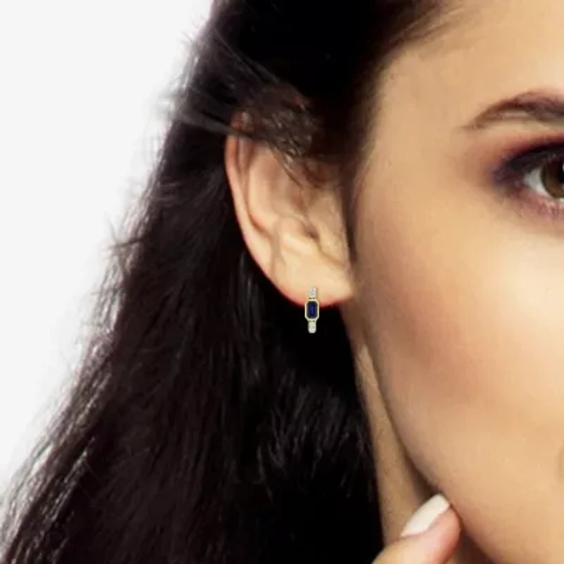 Womens Gemstone 14K Vermeil 14mm Hoop Earrings