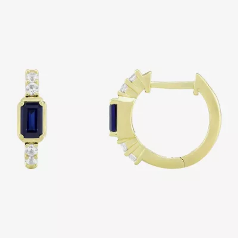 Womens Gemstone 14K Vermeil 14mm Hoop Earrings