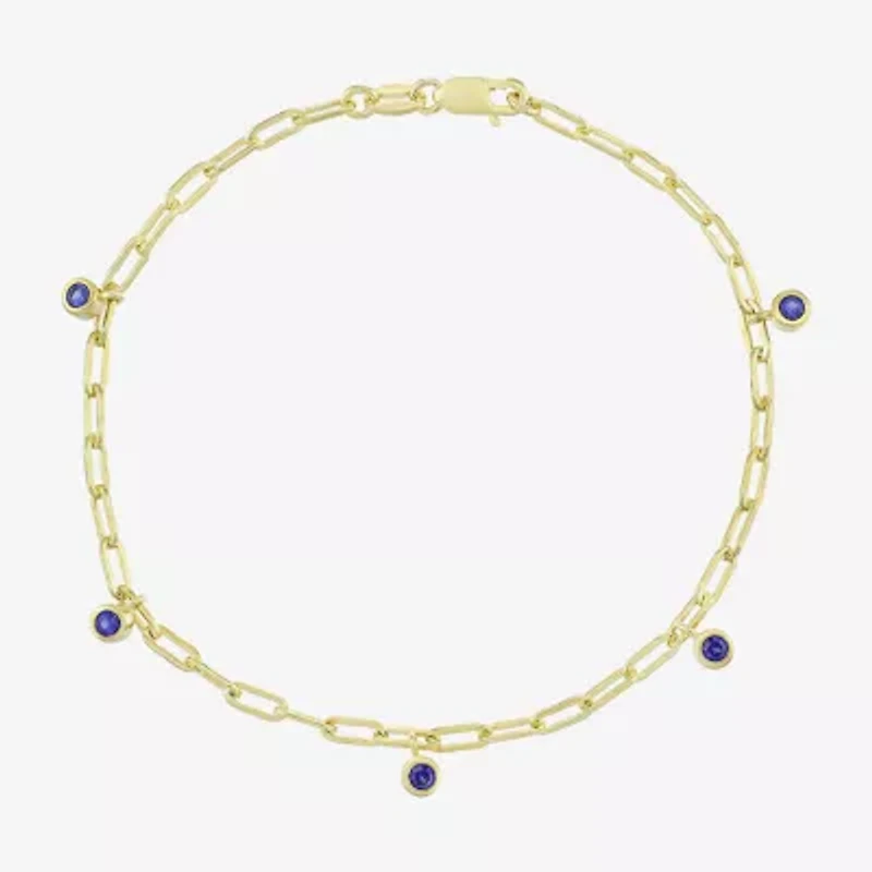 Womens 14K Gold Over Silver 7.25 Inch Solid Chain Bracelet