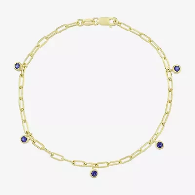 Womens 14K Gold Over Silver 7.25 Inch Solid Chain Bracelet