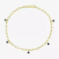 Womens 14K Gold Over Silver 7.25 Inch Solid Chain Bracelet