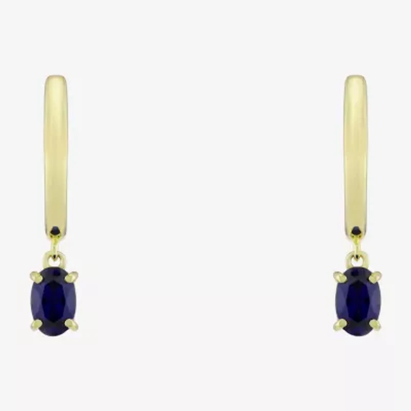 Womens Gemstone 14K Vermeil 22.5mm Oval Hoop Earrings