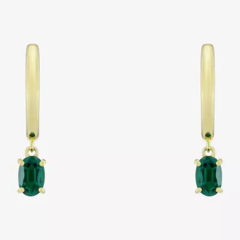 Womens Gemstone 14K Vermeil 22.5mm Oval Hoop Earrings