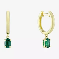 Womens Gemstone 14K Vermeil 22.5mm Oval Hoop Earrings