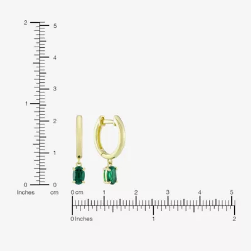 Womens Gemstone 14K Vermeil 22.5mm Oval Hoop Earrings
