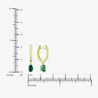 Womens Gemstone 14K Vermeil 22.5mm Oval Hoop Earrings
