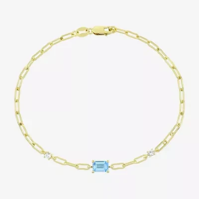 Womens 14K Gold Over Silver 7.25 Inch Solid Chain Bracelet