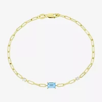 Womens 14K Gold Over Silver 7.25 Inch Solid Chain Bracelet