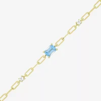 Womens 14K Gold Over Silver 7.25 Inch Solid Chain Bracelet