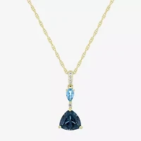 Womens Genuine Blue Topaz 14K Gold Over Silver Triangle 18 Inch Pendant Necklace