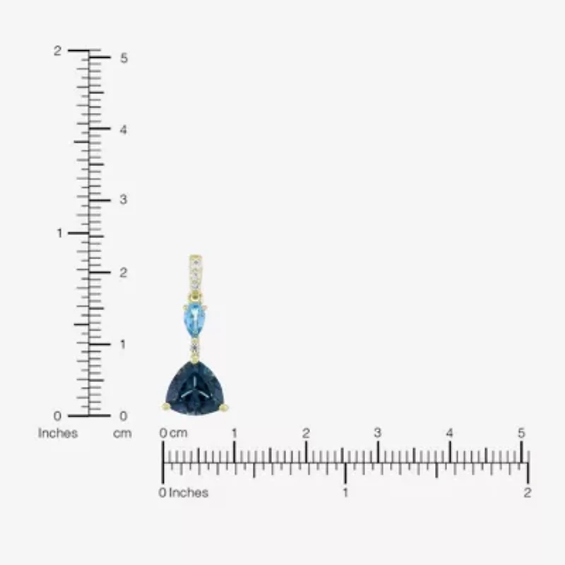Womens Genuine Blue Topaz 14K Gold Over Silver Triangle 18 Inch Pendant Necklace