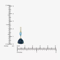 Womens Genuine Blue Topaz 14K Gold Over Silver Triangle 18 Inch Pendant Necklace