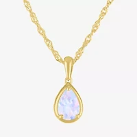 Womens Lab Created Multi Color Opal 14K Gold Over Silver Pear 16 Inch Pendant Necklace