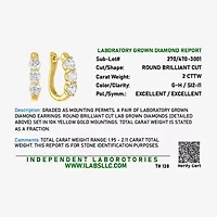 (G-H/Si2-I1) Womens 2 CT. T.W. Lab Grown White Diamond 10K Gold Hoop Earrings