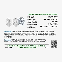 ( E-F/Si1 Si2 ) 4 CT. T.W. Lab-Grown Diamond 14K Gold 9.8mm Oval Stud Earrings