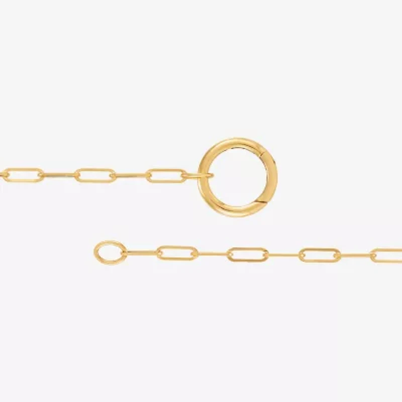 Womens 14K Gold Circle Paperclip 18 Inch Pendant Necklace