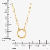 Womens 14K Gold Circle Paperclip 18 Inch Pendant Necklace