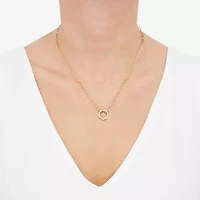 Womens 14K Gold Circle Paperclip 18 Inch Pendant Necklace