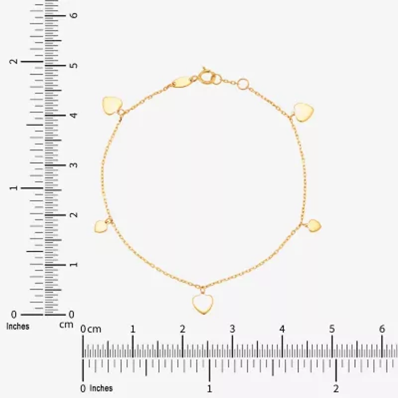 Gold Addiction Womens 10K Gold Heart Charm Bracelet
