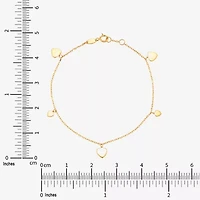 Gold Addiction Womens 10K Gold Heart Charm Bracelet
