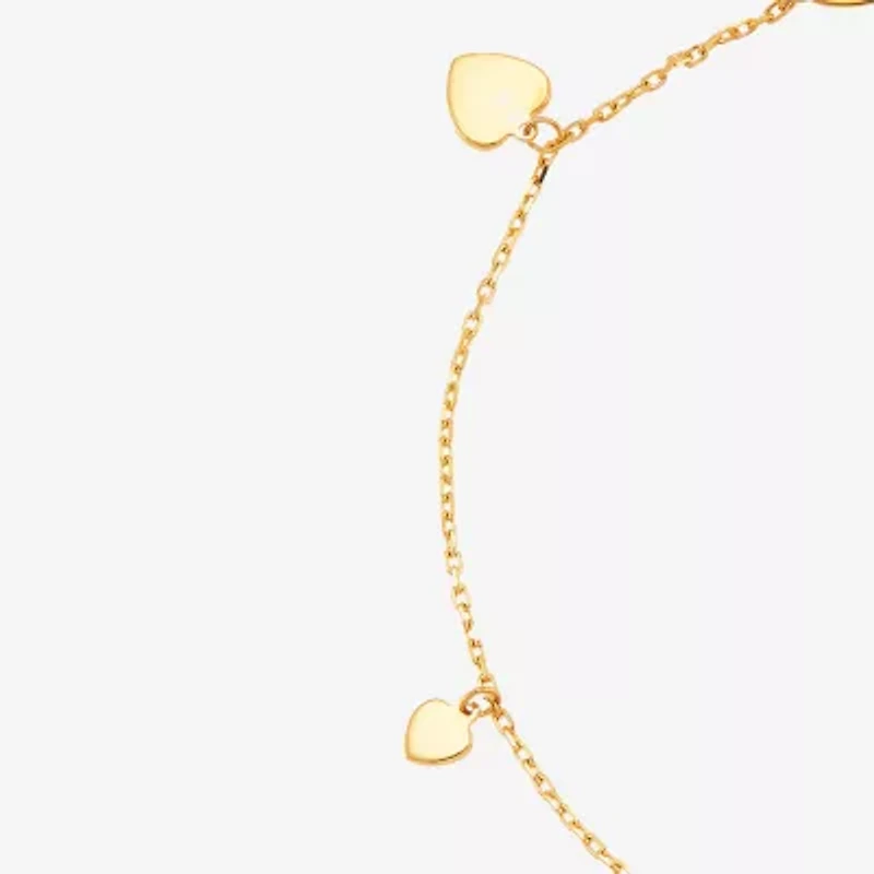 Gold Addiction Womens 10K Gold Heart Charm Bracelet