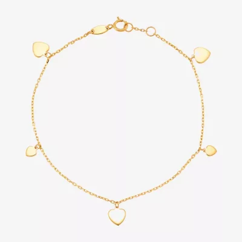 Gold Addiction Womens 10K Gold Heart Charm Bracelet