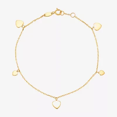 Gold Addiction Womens 10K Gold Heart Charm Bracelet