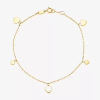 Gold Addiction Womens 10K Gold Heart Charm Bracelet
