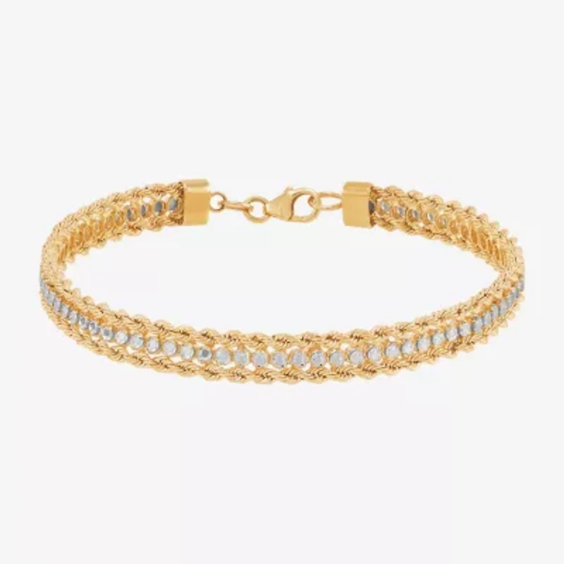 Made in Italy Womens 14K Gold 7.5 Inch Solid Rope Chain Bracelet