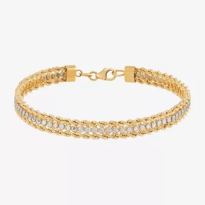 Made in Italy Womens 14K Gold 7.5 Inch Solid Rope Chain Bracelet