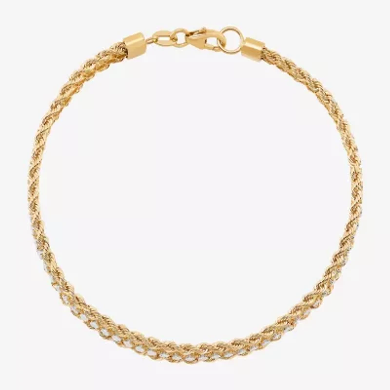 Made in Italy Womens 14K Gold 7.5 Inch Solid Rope Chain Bracelet