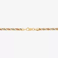 Womens 10K Tri-Color Gold 18 Inch Rope Chain Necklace