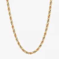 Womens 10K Tri-Color Gold 18 Inch Rope Chain Necklace