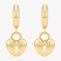 Womens 14K Gold 12.7mm Heart Hoop Earrings