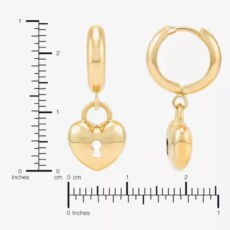 Womens 14K Gold 12.7mm Heart Hoop Earrings