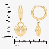 Womens 14K Gold 12.7mm Heart Hoop Earrings