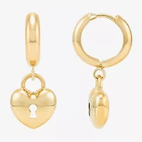 Womens 14K Gold 12.7mm Heart Hoop Earrings