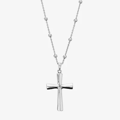 Womens Sterling Silver Cross 18 Inch Pendant Necklace