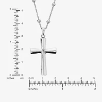 Womens Sterling Silver Cross 18 Inch Pendant Necklace
